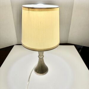 Small Accent Lamp 14.5" w/ Shade Antique Nickel Desk Nightstand Bedroom *READ